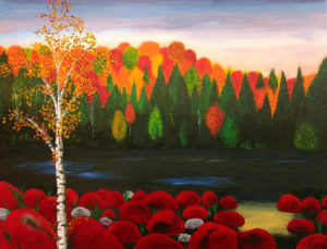 Herfst in Canada; 60 x 50 cm.; acryl op doek; verkocht