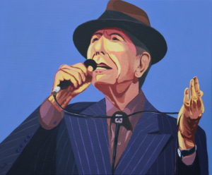 Leonard Cohen; 60 x 50 cm.; acryl op doek; niet te koop